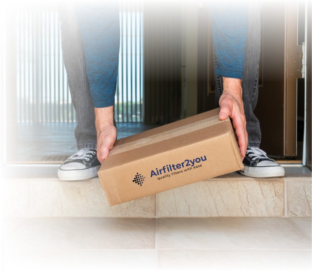 Airfilter2you delivery box with furance air filter at doorstep